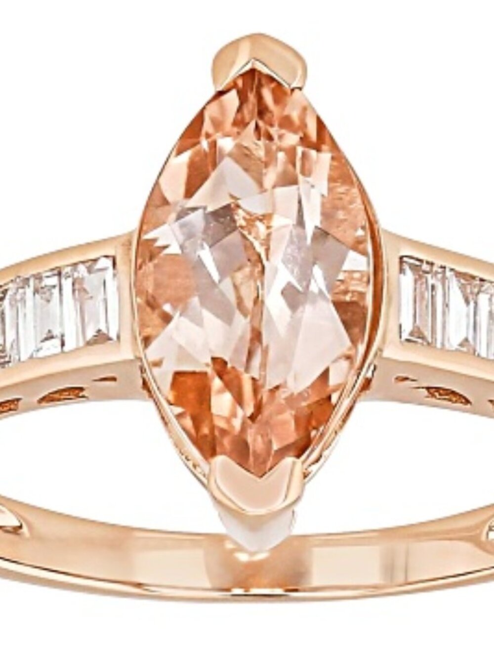 10k Solid Gold Rose Morganite ring size 7 Diamond